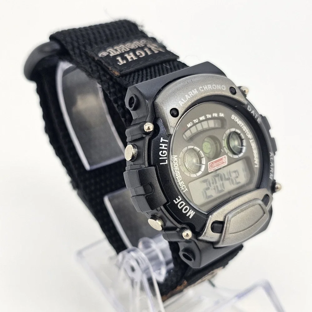 Coleman Digital Sports Watch Men's‎ 44MM Black Nylon Strap New Battery